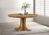 Hartville 60" Round Pedestal Dining Table & Sets - Slat-Back Chairs in Natural Light Brown – view 1