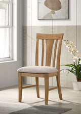 Hartville 60" Round Pedestal Dining Table & Sets - Slat-Back Chairs in Natural Light Brown - lifestyle