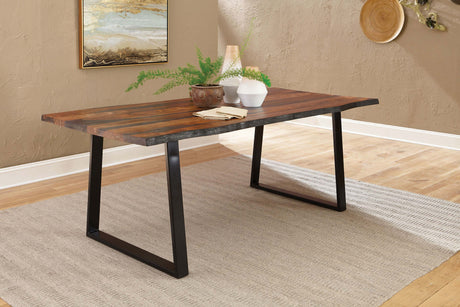 Ditman Live Edge Dining Table, Bench & Sideboard - Solid Grey Sheesham with Black Metal Base – view 1