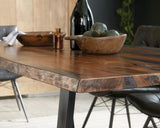 Ditman Live Edge Dining Table, Bench & Sideboard - Solid Grey Sheesham with Black Metal Base – view 9