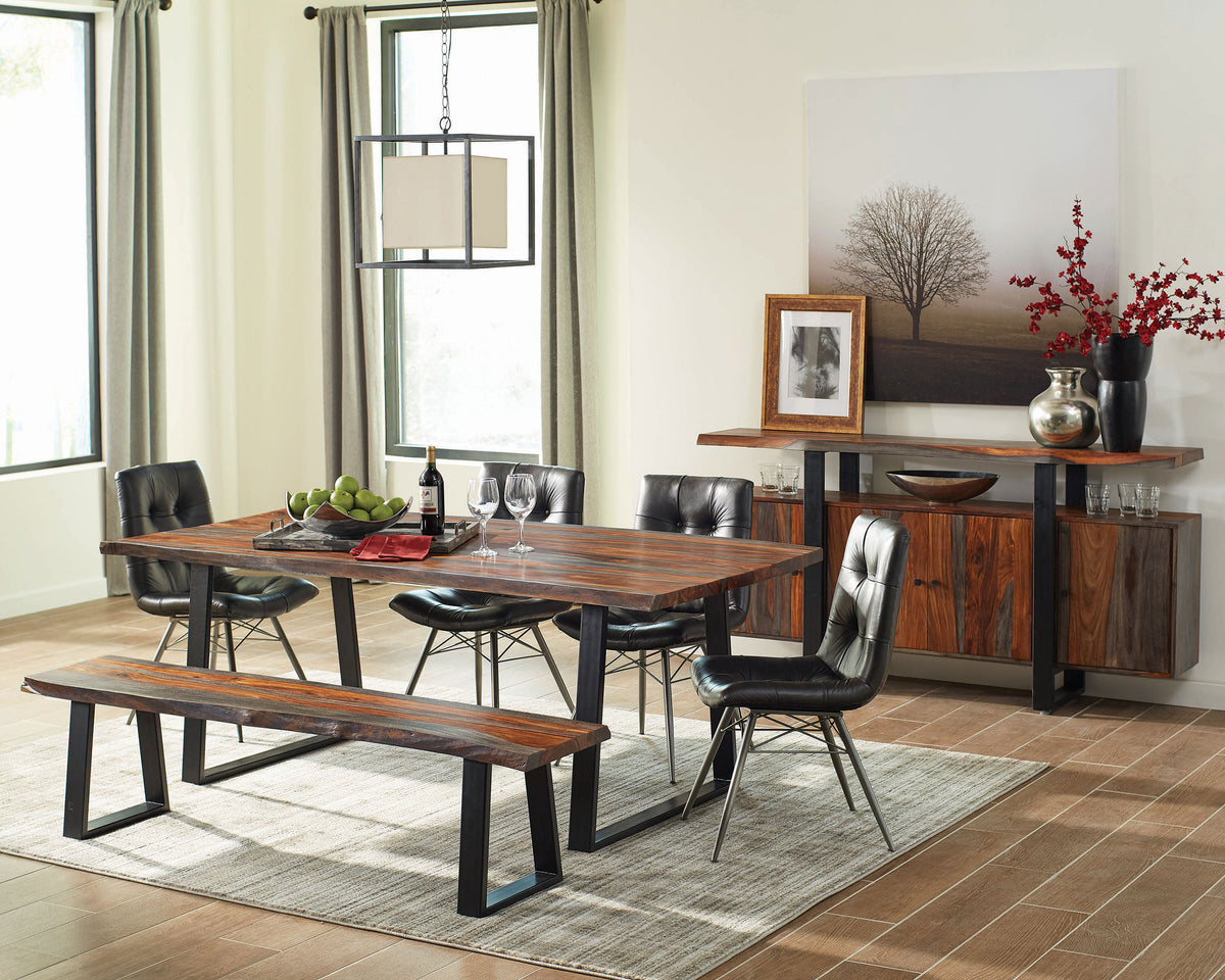 Ditman Live Edge Dining Table, Bench & Sideboard - Solid Grey Sheesham with Black Metal Base – view 11