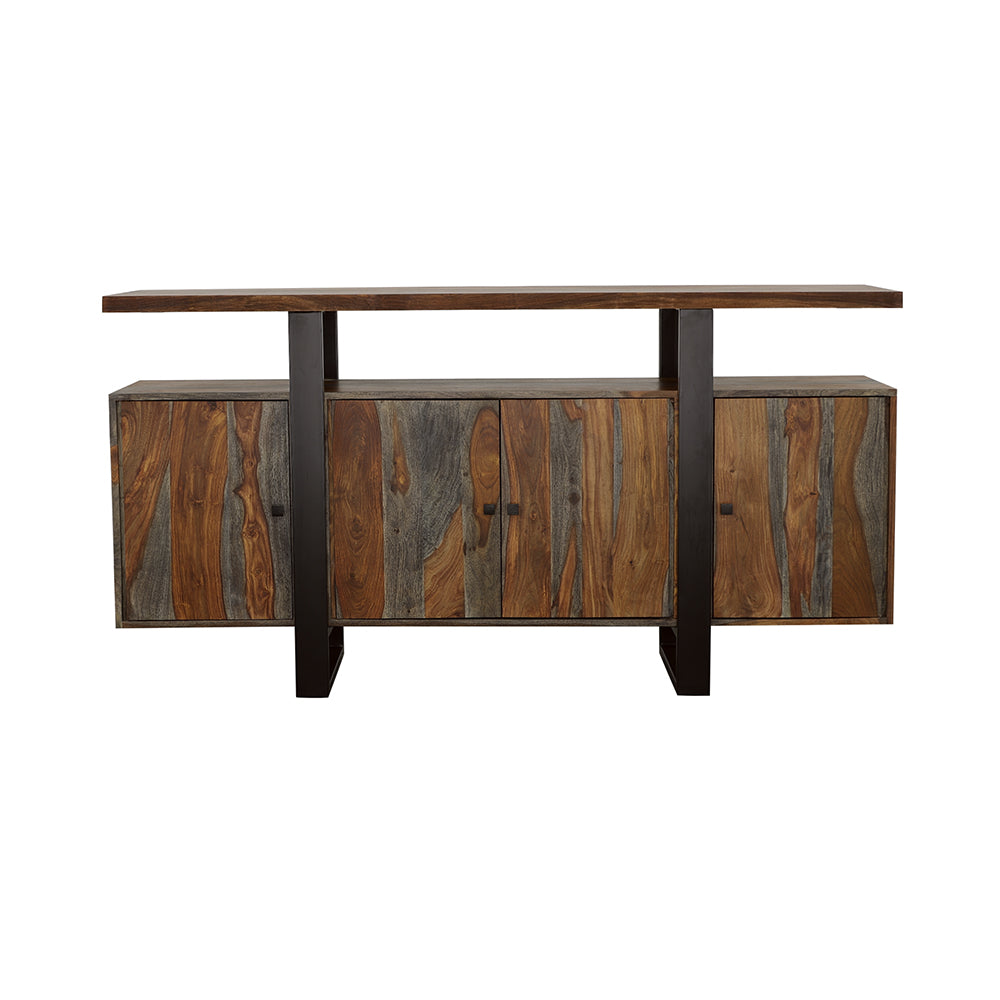 Ditman Live Edge Dining Table, Bench & Sideboard - Solid Grey Sheesham with Black Metal Base – view 19