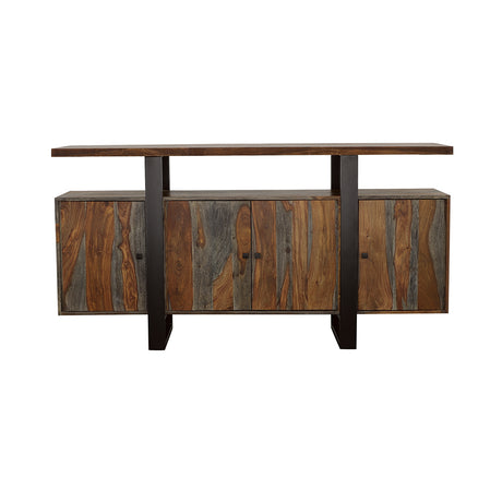 Ditman Live Edge Dining Table, Bench & Sideboard - Solid Grey Sheesham with Black Metal Base – view 19