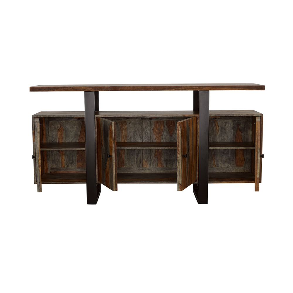 Ditman Live Edge Dining Table, Bench & Sideboard - Solid Grey Sheesham with Black Metal Base – view 20
