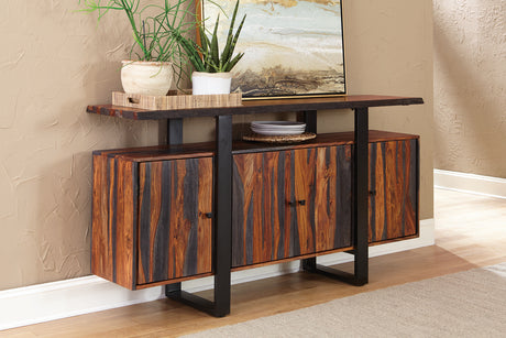 Ditman Live Edge Dining Table, Bench & Sideboard - Solid Grey Sheesham with Black Metal Base – view 18