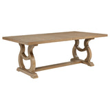 Brockway Extension Dining Table & Sets - Double Pedestal Barley Brown with Tufted Cream Chairs & Sideboard – view 11