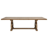 Brockway Extension Dining Table & Sets - Double Pedestal Barley Brown with Tufted Cream Chairs & Sideboard – view 12
