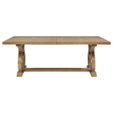 Brockway Extension Dining Table & Sets - Double Pedestal Barley Brown with Tufted Cream Chairs & Sideboard – view 13