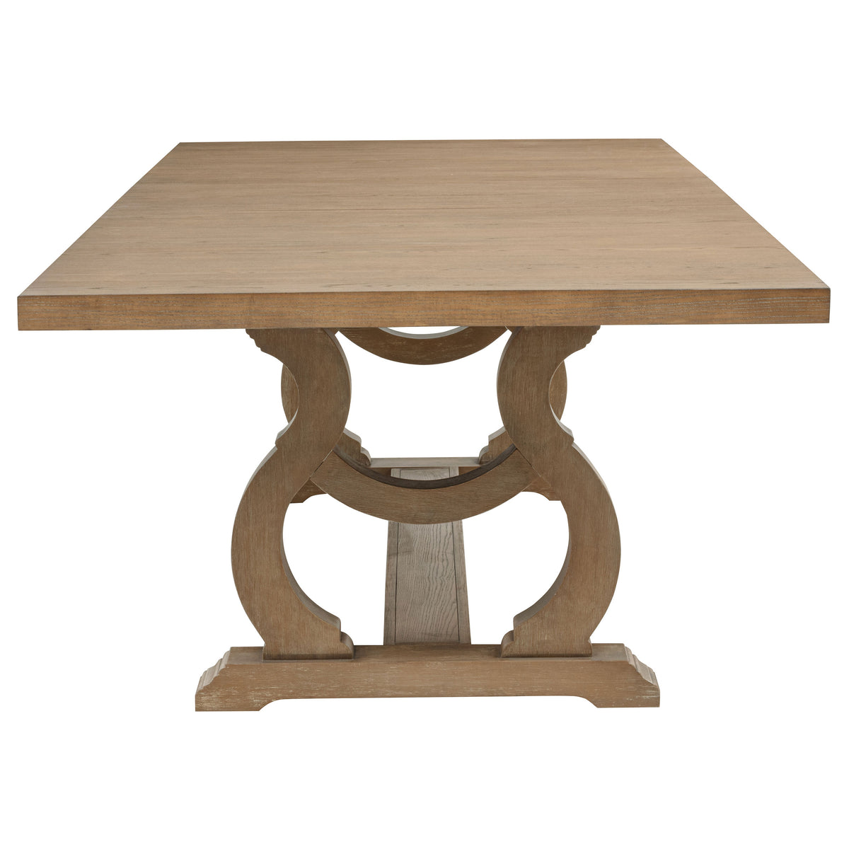 Brockway Extension Dining Table & Sets - Double Pedestal Barley Brown with Tufted Cream Chairs & Sideboard – view 14
