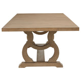 Brockway Extension Dining Table & Sets - Double Pedestal Barley Brown with Tufted Cream Chairs & Sideboard – view 14