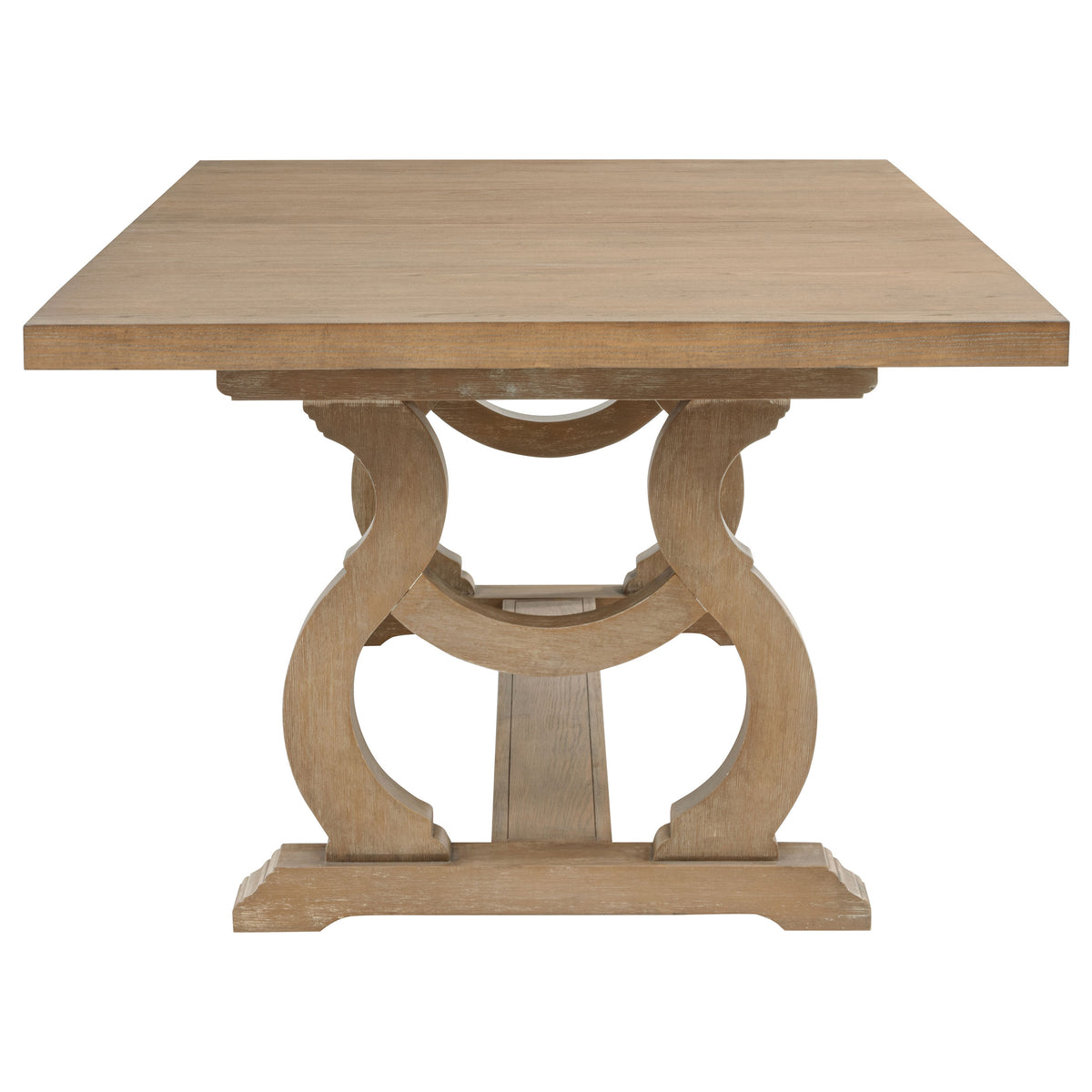 Brockway Extension Dining Table & Sets - Double Pedestal Barley Brown with Tufted Cream Chairs & Sideboard – view 15