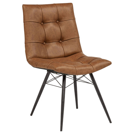 Aiken Button-Tufted Dining Side Chairs, Set of 4 - Gunmetal Metal Legs in Saddle, Charcoal, Forest or Stone – view 9
