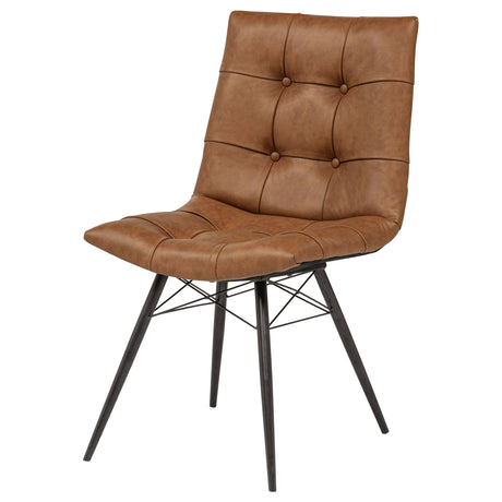 Aiken Button-Tufted Dining Side Chairs, Set of 4 - Gunmetal Metal Legs in Saddle, Charcoal, Forest or Stone – view 11