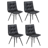 Aiken Button-Tufted Dining Side Chairs, Set of 4 - Charcoal Faux Leather