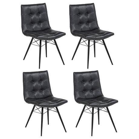 Aiken Button-Tufted Dining Side Chairs, Set of 4 - Charcoal Faux Leather