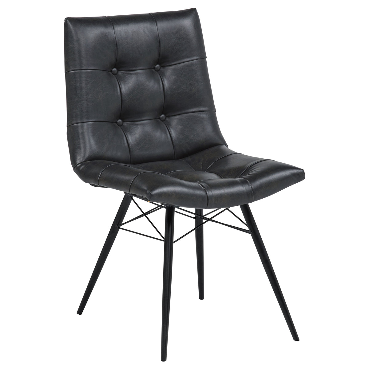 Aiken Button-Tufted Dining Side Chairs, Set of 4 - Gunmetal Metal Legs in Saddle, Charcoal, Forest or Stone – view 18