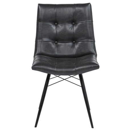 Aiken Button-Tufted Dining Side Chairs, Set of 4 - Gunmetal Metal Legs in Saddle, Charcoal, Forest or Stone – view 19