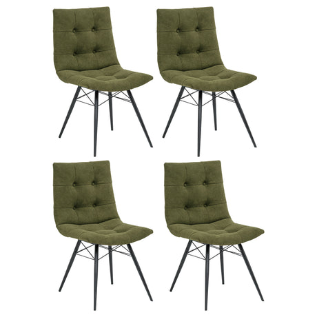 Aiken Button-Tufted Dining Side Chairs, Set of 4 - Forest Fabric