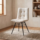 Aiken Button-Tufted Dining Side Chairs, Set of 4 - Gunmetal Metal Legs in Saddle, Charcoal, Forest or Stone - lifestyle