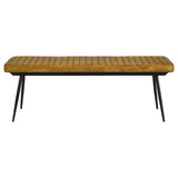 Misty Genuine Leather Dining Bench - Vertical Tufted Seat on Black Metal Base, Antique Camel or Espresso – view 5