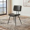 Misty Genuine Leather Dining Side Chairs (Set of 2) - Vertical Tufting & Black Metal Legs in Camel or Espresso – view 2
