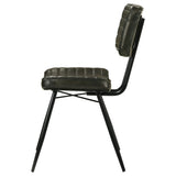 Misty Genuine Leather Dining Side Chairs (Set of 2) - Vertical Tufting & Black Metal Legs in Camel or Espresso – view 18