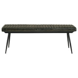 Misty Genuine Leather Dining Bench - Vertical Tufted Seat on Black Metal Base, Antique Camel or Espresso – view 10