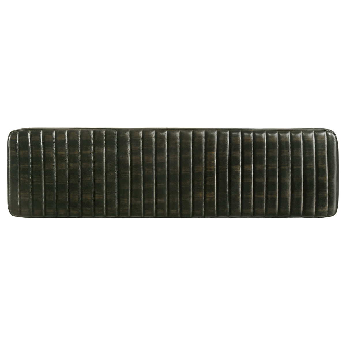 Misty Genuine Leather Dining Bench - Vertical Tufted Seat on Black Metal Base, Antique Camel or Espresso – view 11