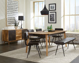 Misty Genuine Leather Dining Bench - Vertical Tufted Seat on Black Metal Base, Antique Camel or Espresso – view 14