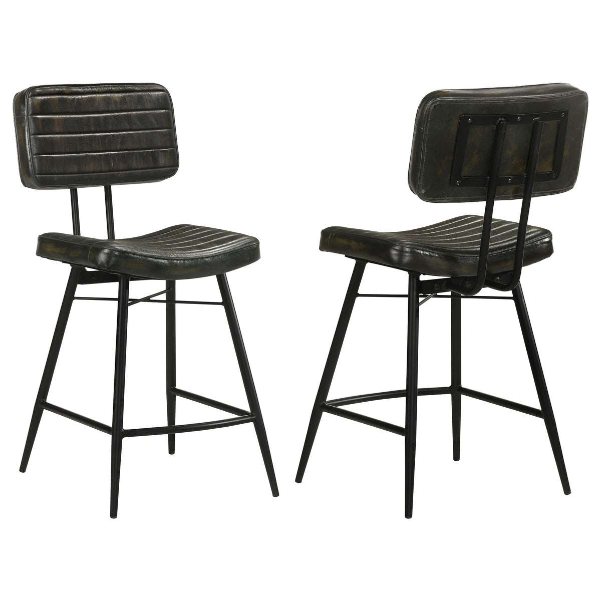 Partridge Genuine Leather Counter Chairs (Set of 2) - Set of 2 - Antique Espresso