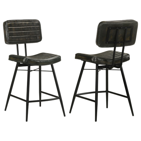 Partridge Genuine Leather Counter Chairs (Set of 2) - Set of 2 - Antique Espresso