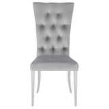 Kerwin 71" Stone Top Dining Table & Sets - White Sintered Stone on Chrome Pedestal with Grey Velvet Chairs – view 17
