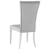 Kerwin 71" Stone Top Dining Table & Sets - White Sintered Stone on Chrome Pedestal with Grey Velvet Chairs – view 18