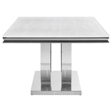 Kerwin 71" Stone Top Dining Table & Sets - White Sintered Stone on Chrome Pedestal with Grey Velvet Chairs – view 7