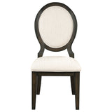 Twyla Oval Back Dining Side Chairs, Set of 2 - Cream Upholstery on Dark Cocoa Wood – view 4