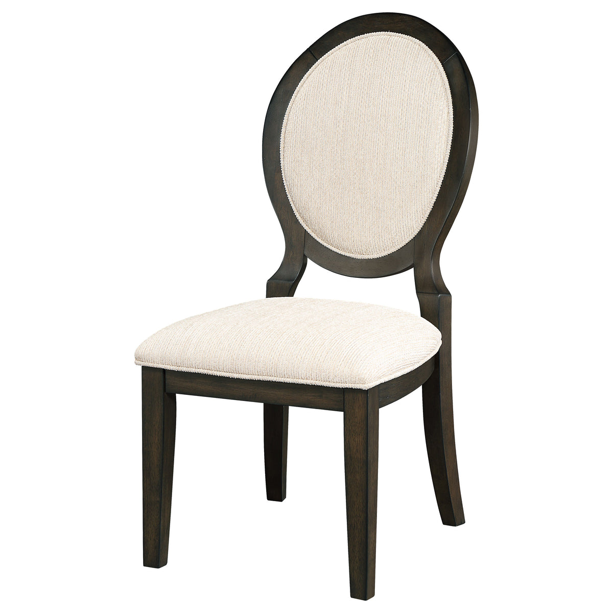 Twyla Oval Back Dining Side Chairs, Set of 2 - Cream Upholstery on Dark Cocoa Wood – view 5