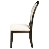 Twyla Oval Back Dining Side Chairs, Set of 2 - Cream Upholstery on Dark Cocoa Wood – view 6