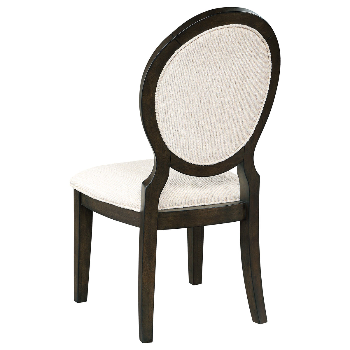 Twyla Oval Back Dining Side Chairs, Set of 2 - Cream Upholstery on Dark Cocoa Wood – view 7