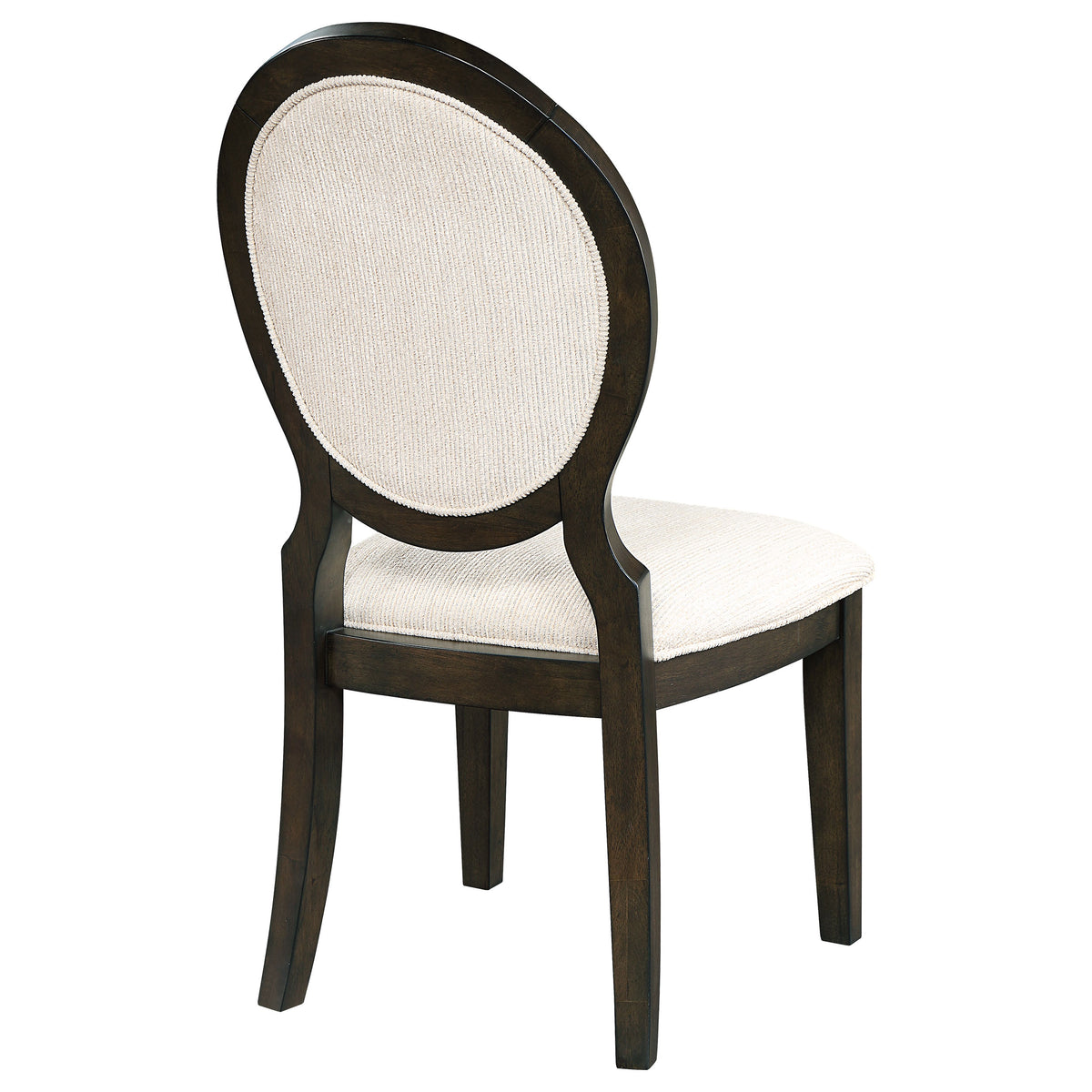 Twyla Oval Back Dining Side Chairs, Set of 2 - Cream Upholstery on Dark Cocoa Wood – view 8
