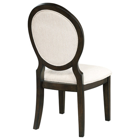 Twyla Oval Back Dining Side Chairs, Set of 2 - Cream Upholstery on Dark Cocoa Wood – view 8