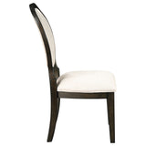 Twyla Oval Back Dining Side Chairs, Set of 2 - Cream Upholstery on Dark Cocoa Wood – view 9