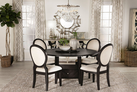 Twyla Oval Back Dining Side Chairs, Set of 2 - Cream Upholstery on Dark Cocoa Wood – view 14