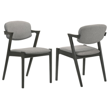 Stevie Mid-Century Z-Frame Padded Dining Arm Chairs (Set of 2)
