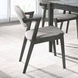 Stevie Mid-Century Z-Frame Padded Dining Arm Chairs (Set of 2) - Black Stain Hardwood with Padded Fabric Seats – view 1
