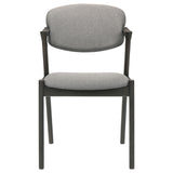 Stevie Mid-Century Z-Frame Padded Dining Arm Chairs (Set of 2) - Black Stain Hardwood with Padded Fabric Seats – view 4