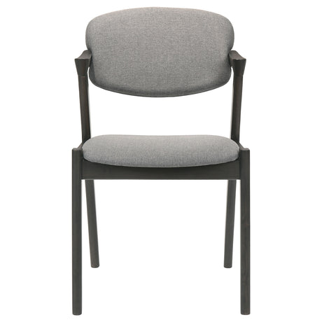 Stevie Mid-Century Z-Frame Padded Dining Arm Chairs (Set of 2) - Black Stain Hardwood with Padded Fabric Seats – view 4