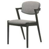 Stevie Mid-Century Z-Frame Padded Dining Arm Chairs (Set of 2) - Black Stain Hardwood with Padded Fabric Seats – view 5