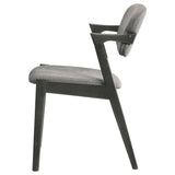 Stevie Mid-Century Z-Frame Padded Dining Arm Chairs (Set of 2) - Black Stain Hardwood with Padded Fabric Seats – view 6