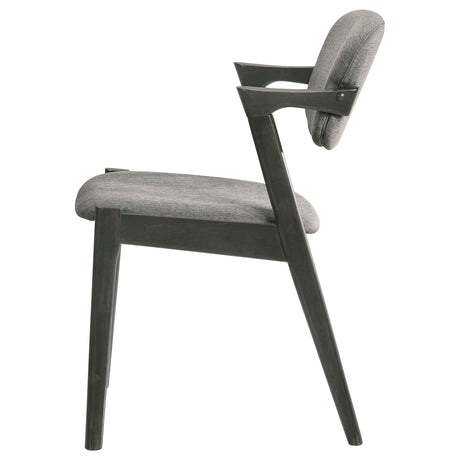 Stevie Mid-Century Z-Frame Padded Dining Arm Chairs (Set of 2) - Black Stain Hardwood with Padded Fabric Seats – view 6