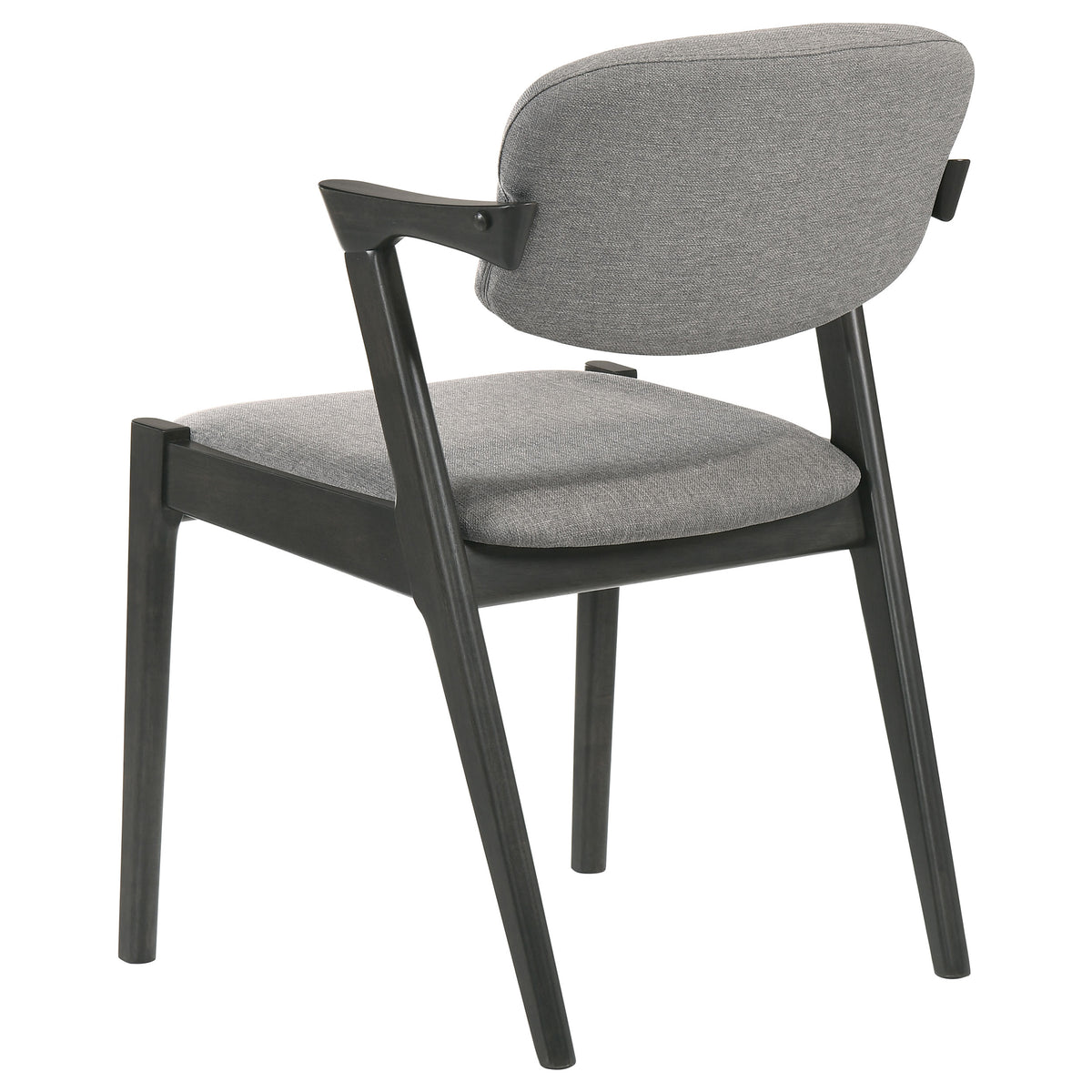 Stevie Mid-Century Z-Frame Padded Dining Arm Chairs (Set of 2) - Black Stain Hardwood with Padded Fabric Seats – view 7